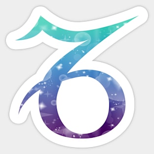 Capricorn Zodiac Symbol in Magical Mermaid Colors Sticker